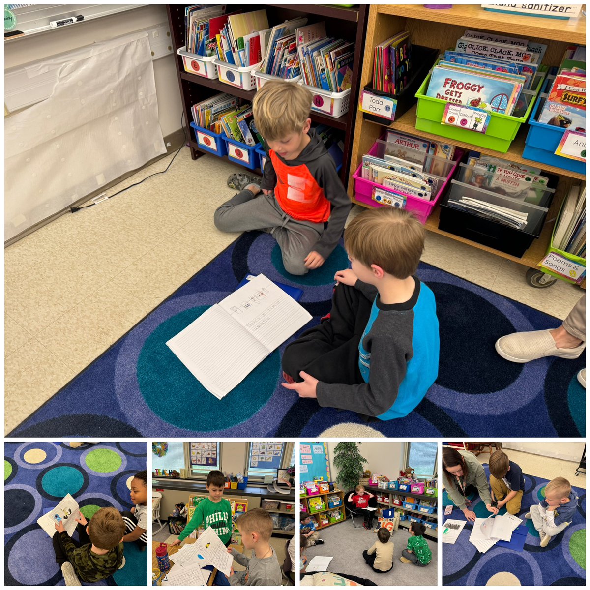 MrsZebertavage's tweet photo. First Grade read their published nonfiction writing to kindergarten friends! #WhatMakesFCSpecial @ojrea @MrsDugan_OJR @OwenJRobertsFC https://t.co/k5Mx5B85ug
