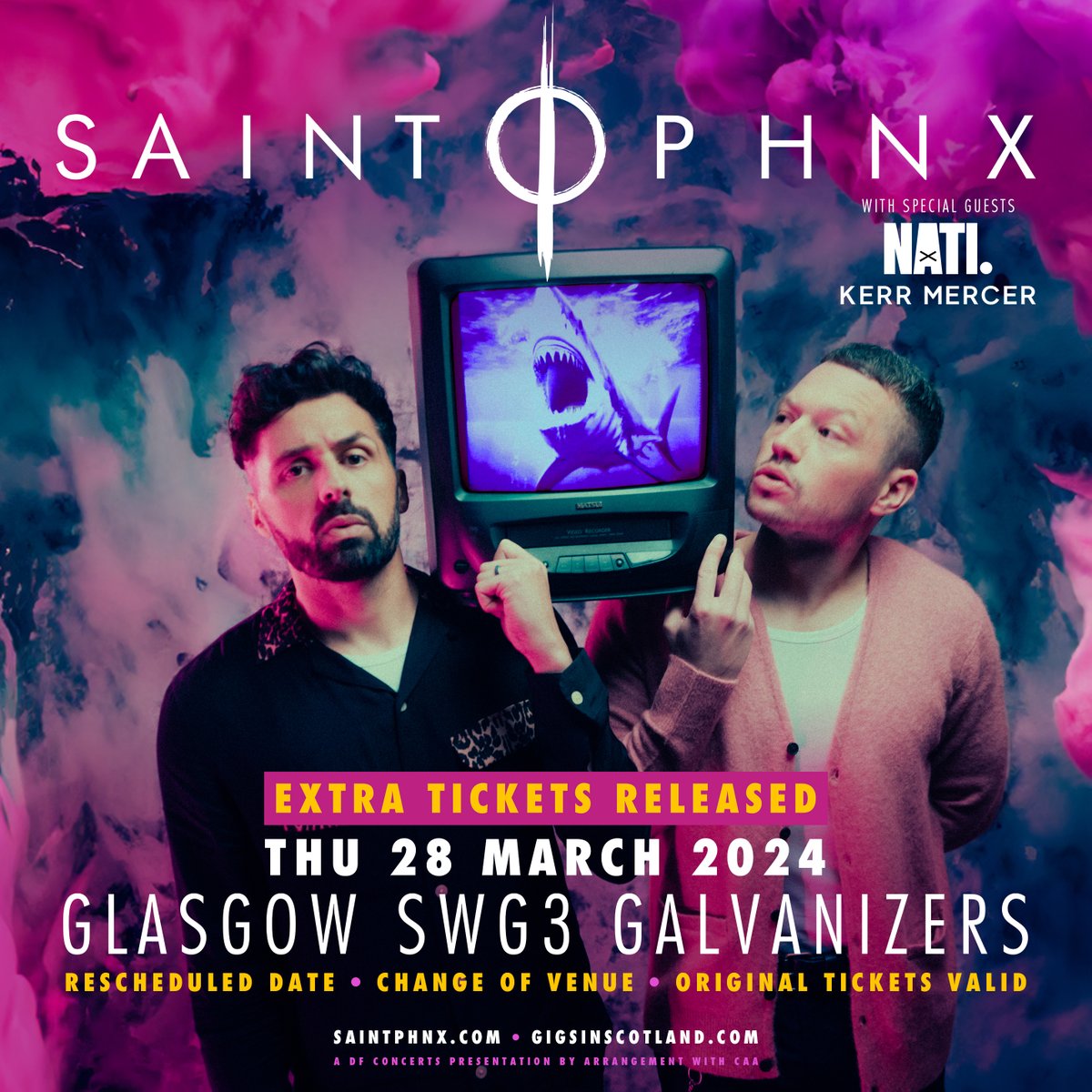 SUPPORT ADDED » @KerrMercerMusic will now be joining @NatiDreddd as @saintphnx’s special guests for their show at @SWG3glasgow on 28th March 🔥 TICKETS ⇾ gigss.co/saint-phnx