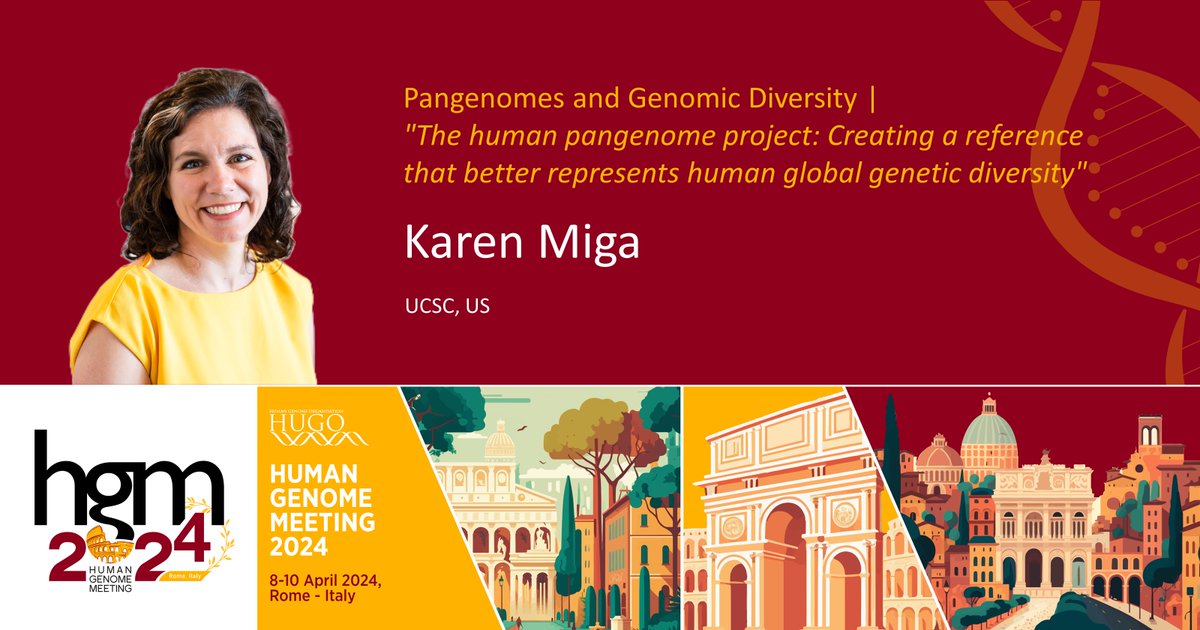 Meet our speakers! Karen Miga at UCSC will give a talk on 'Pangenomes and Genomic Diversity' session with the title of 'The human pangenome project: Creating a reference that better represents human global genetic diversity'. See you all at HGM2024! #HGM2024