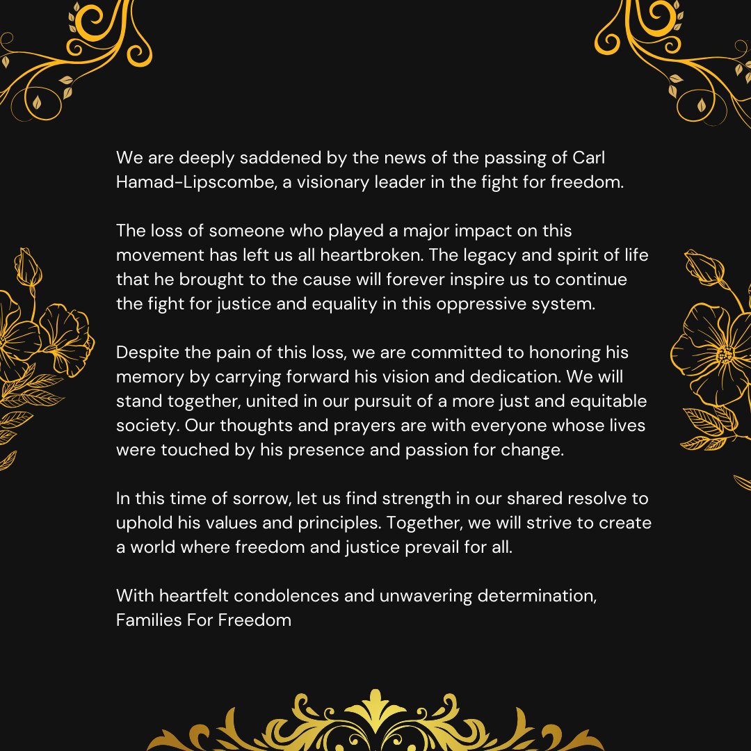 We are deeply saddened by the news of the passing of Carl Hamad-Lipscombe, a visionary leader in the fight for freedom, a friend, and the executive director at @EnvFreeFund