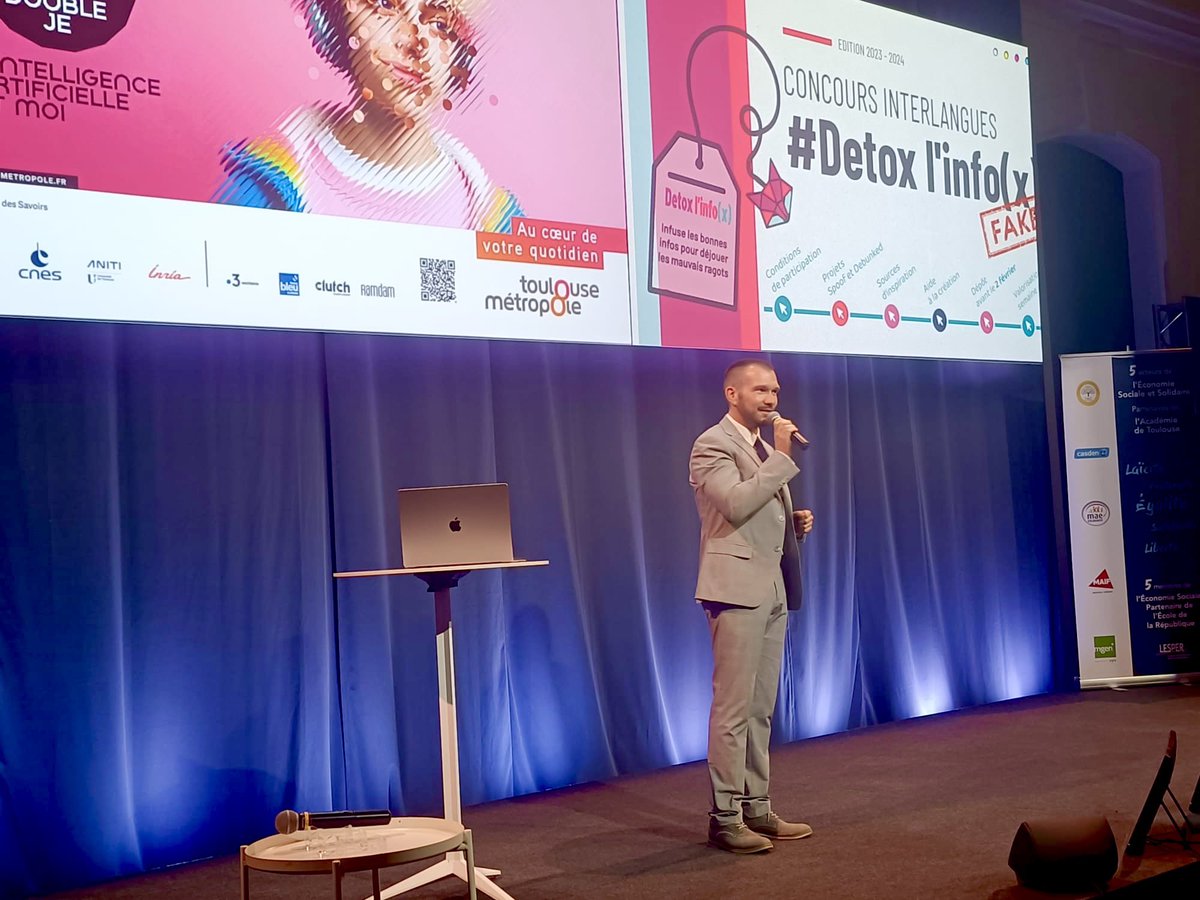 gbonzoms's tweet photo. 👏 Bravo aux élèves et aux enseignants primés au #ConcoursInterLangues #DetoxInfox organisé par @languestoulouse @AriBouaniche @Clemi_Toulouse avec le @QuaiDesSavoirs @DaneTlse.
🙏 aux partenaires qui ont constaté la créativité des élèves et leurs compétences numériques 📹🎙️📰 https://t.co/tuYqikBMKZ