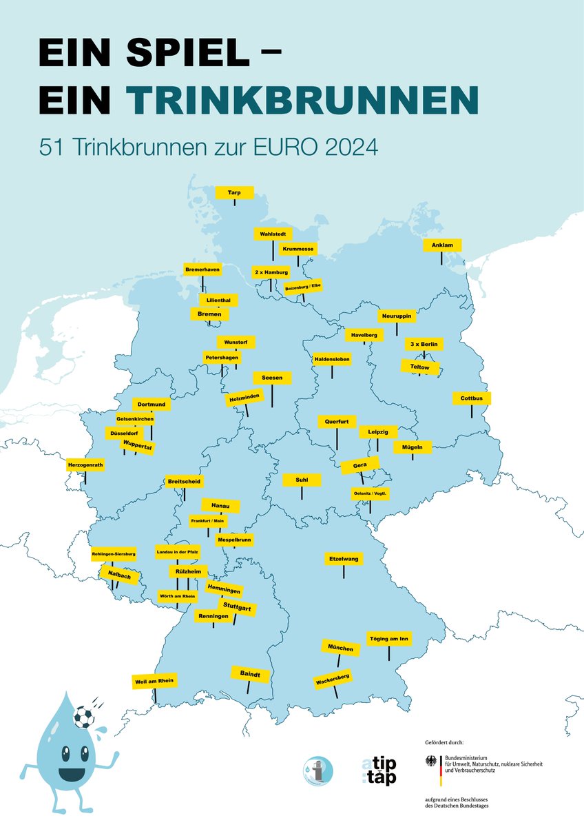 a tip: tap (@atiptap) on Twitter photo Pünktlich zum Weltwassertag haben wir die Katze aus dem Sack gelassen: Das Los hat entschieden und die 51 Gewinner*innen der EURO-Trinkbrunnen stehen fest! Alle Infos  zu unserer Kampagne mit dem @bmuv auf euro-trinkbrunnen.de. #eurotrinkbrunnen Pünktlich zum Weltwassertag haben wir die Katze aus dem Sack gelassen: Das Los hat entschieden und die 51 Gewinner*innen der EURO-Trinkbrunnen stehen fest! Alle Infos  zu unserer Kampagne mit dem @bmuv auf euro-trinkbrunnen.de. #eurotrinkbrunnen