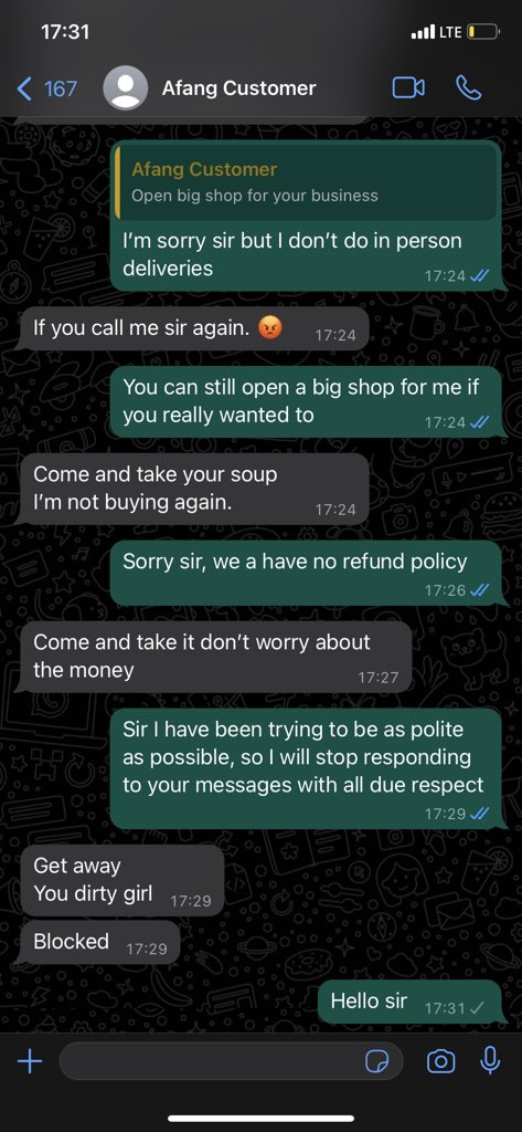 ChiamakaInnoce3's tweet image. So because I’m a young girl that’s into food business, I should go and deliver it myself?
The way ladies are being sexualized in this country ehnnn omo…
See how this man insulted me cos his food was delivered via dispatch and not by me 💔