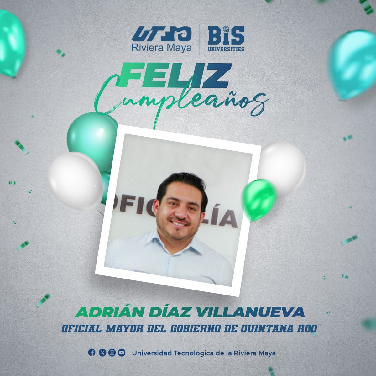 Enviamos una cordial felicitación por motivo de su cumpleaños al oficial mayor del Estado, Adrián Díaz Villanueva.
¡Muchas felicidades!