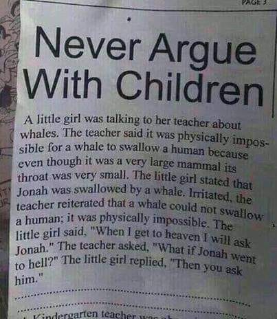 Hope you're having a peaceful &amp; prosperous day.

Guess what time it is-it's time to add more 😊smiles/laughter your way-sharing this funny photo I encountered.😂🤣Children say the funniest things.

Have a great day, &amp; while you're at it, remember to perform a #RandomActOfKindness