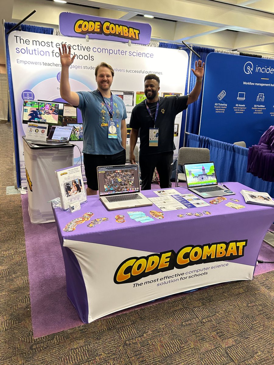 Day 2 of @cueinc! 🎉 Having a blast meeting everyone! Swing by our Engagement Session today at 2:50 pm, station C, to check out our brand new solutions for your computer science classrooms! 💻 Can't make it? Sign up for your free teacher dashboard here: codecombat.com/home?fbclid=Iw…