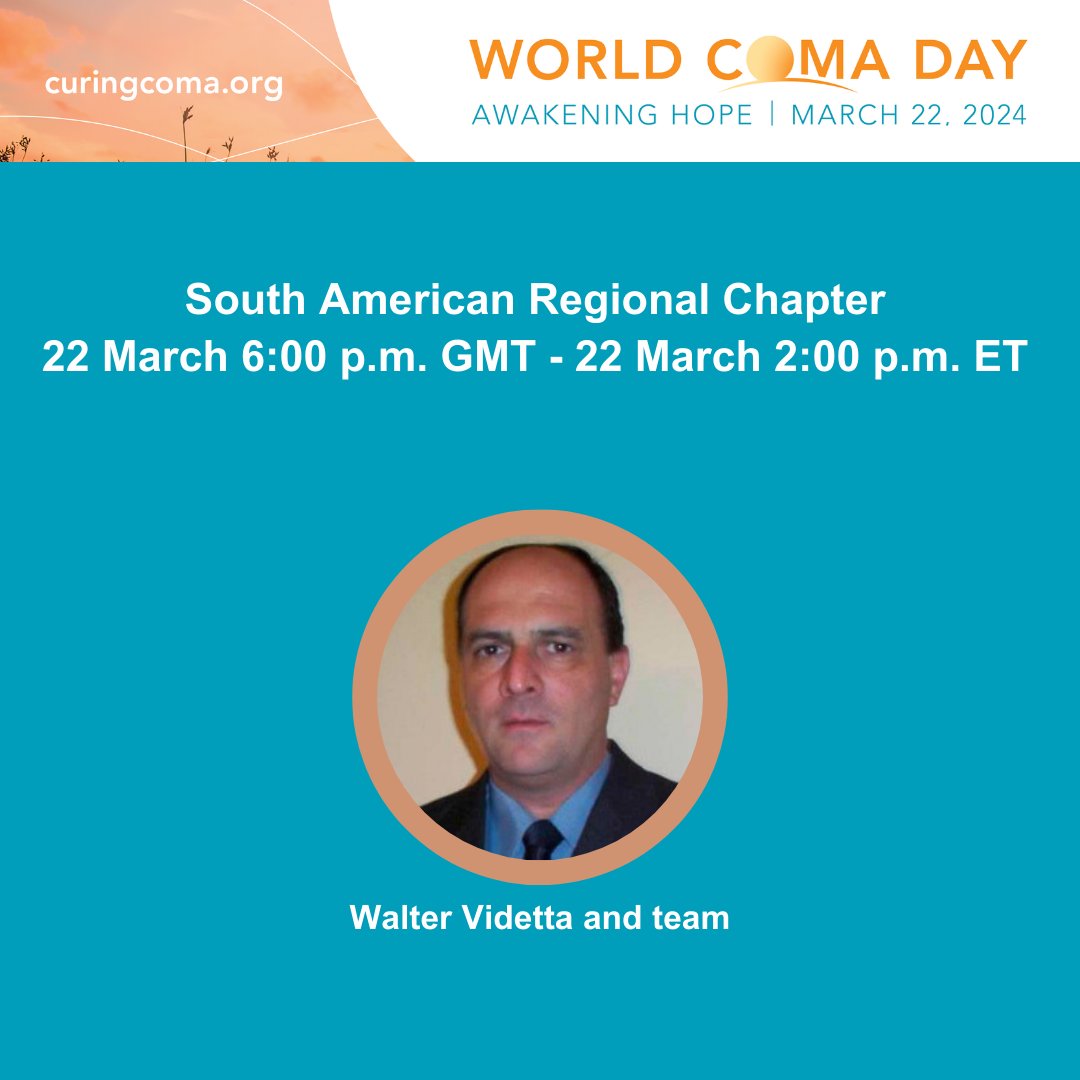 Join us for the World Coma Day Live Discussion with the South American Regional Chapter starting at 6:00 p.m. GMT/2:00 p.m. ET. ow.ly/htH450QX0gM