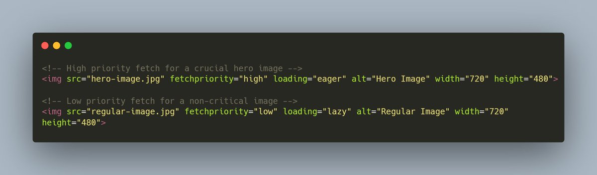 777aheshg's tweet photo. Speed up your site with HTML's `fetchpriority`! 🚀 Set the loading order for scripts, styles, and images to keep users happy and bounce rates low. #WebPerformance #HTML5 #FetchPriority #FrontEnd https://t.co/GnwfXn0rk4