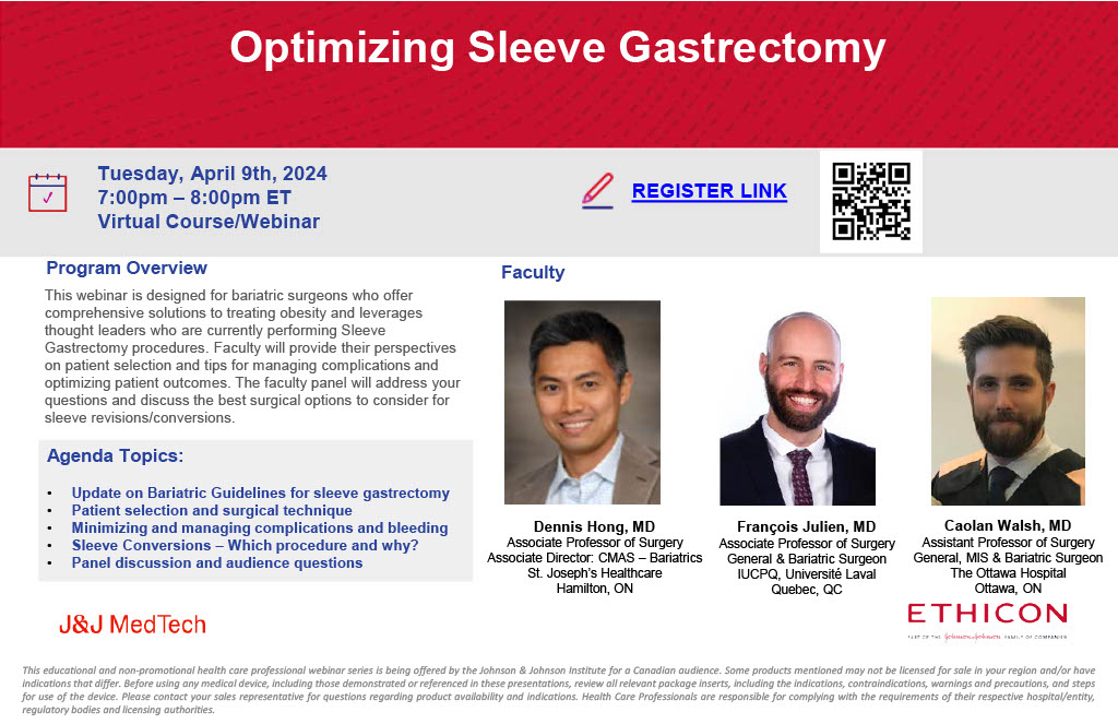 Another incredible webinar coming your way! 🚀 Step into the world of bariatric surgery with our latest session on Optimizing Sleeve Gastrectomy! Learn from leading experts about patient selection, surgical techniques, and more. Register now: 2ly.link/1x8Od
#MedTwitter