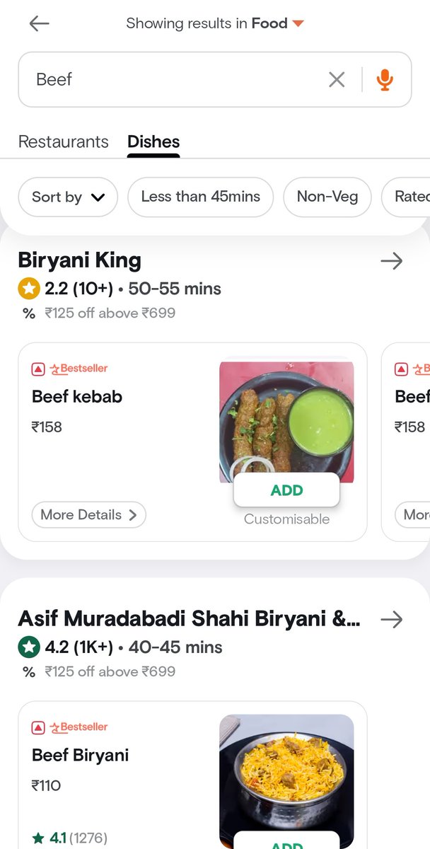 HI <a href="/Swiggy/">Swiggy</a> why are you getting commission on cow slaughter  and selling beef biryani?  This is in Delhi/Noida?