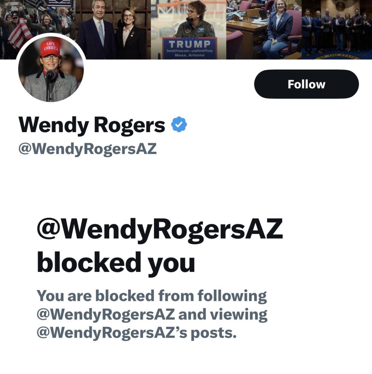 @BrianFerence1 Will she unblock all of us? 🤨 We are the American Conservative Citizens and many of us in AZ voted for her. Unacceptable!