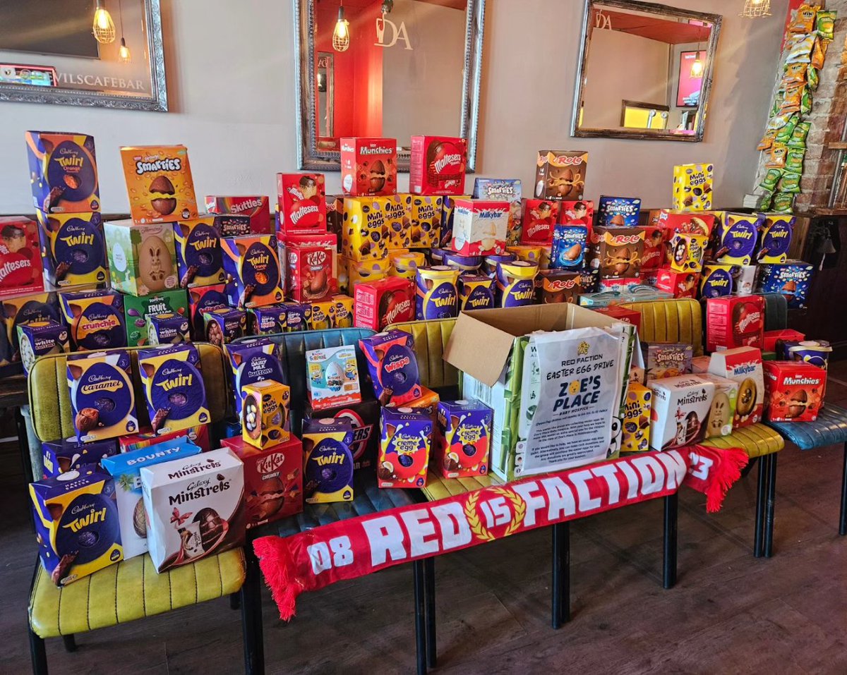 RF08's tweet photo. (1/2)

For the past month, Red Faction have been collecting Easter Eggs for Zoe’s Place Baby Hospice. 

We are overwhelmed with the generosity we’ve seen from the people of Teesside and would like to say a huge thank you to everybody who contributed towards this great cause! https://t.co/MBhNwAmL8E