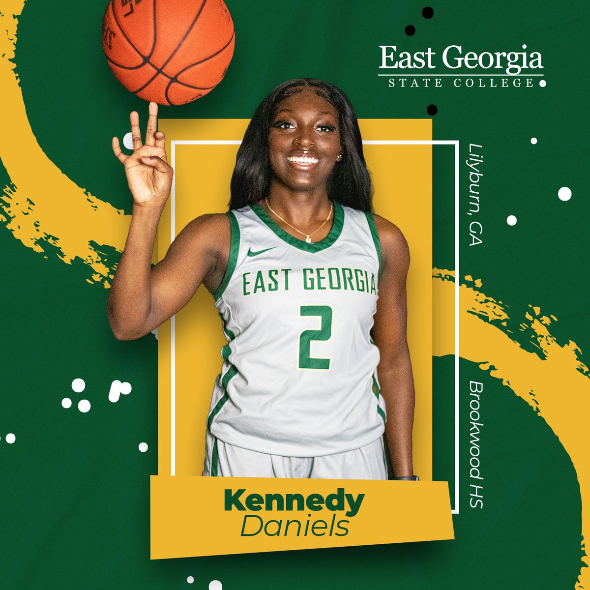 EastGaCollege's tweet photo. 𝐌𝐄𝐄𝐓 𝐓𝐇𝐄 𝐓𝐄𝐀𝐌- 𝙆𝙚𝙣𝙣𝙚𝙙𝙮 𝘿𝙖𝙣𝙞𝙚𝙡𝙨

Kennedy is a Freshman from Lilburn, GA! She is a Point Guard for the Lady Bobcats.

#Bobcats #StateChamps #EGSC #EastGeorgiaStateCollege https://t.co/VFi5zYRWZd