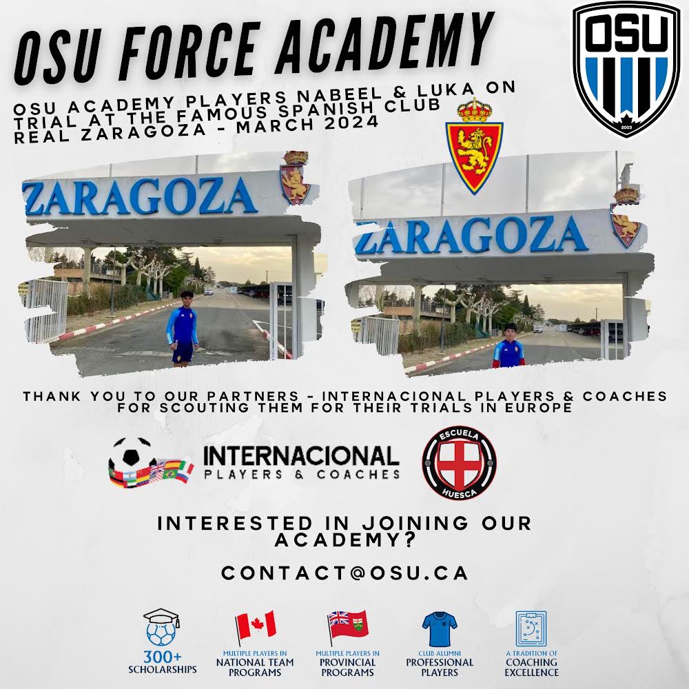 Thank you to @EF_Huesca for arranging the trials for Nabeel & Luka with Real Zaragoza this past week - incredible opportunities for two terrific up and coming talents!