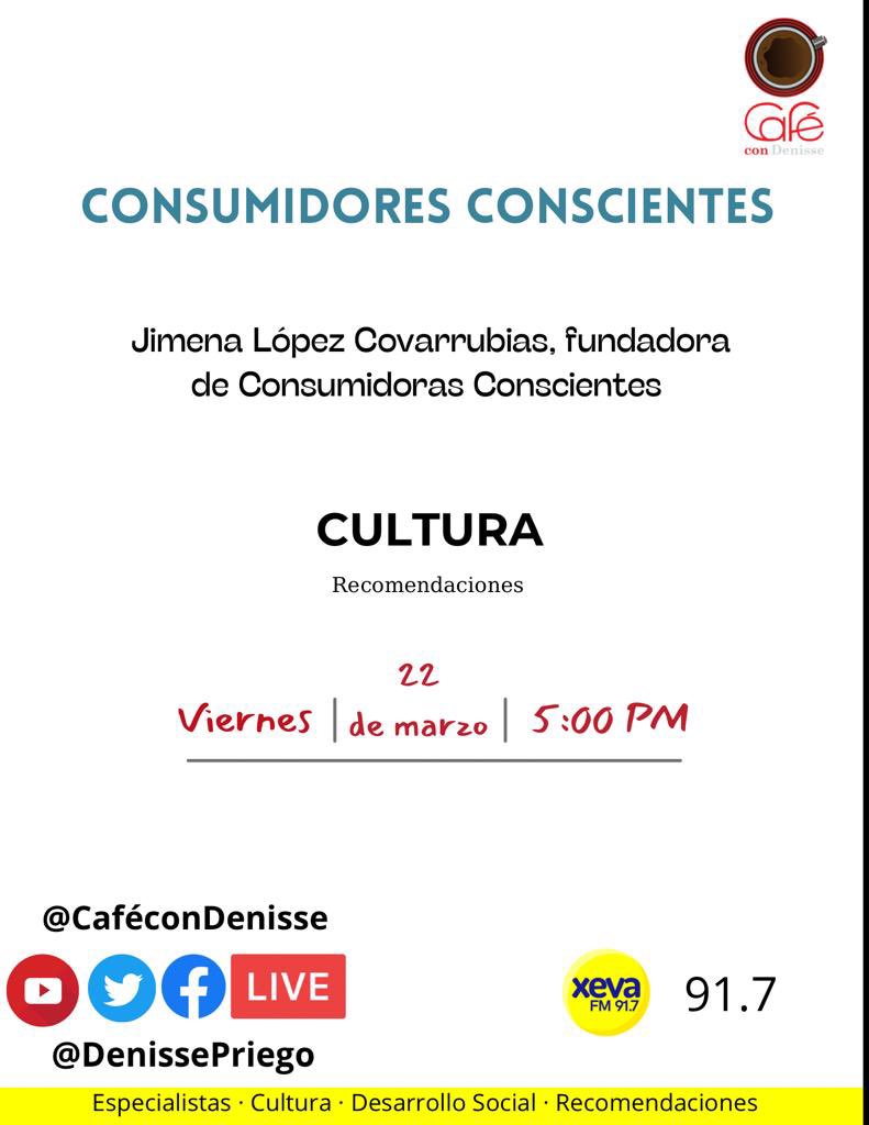 CafeconDenisse's tweet photo. Hoy tomaremos un café con Jimena López, tiktokera apasionada 

¿Te has detenido a pensar qué tantos tóxicos tienen lo que nos untamos o usamos en el día a día? 

¡Acompáñanos! ¡Nos vemos a las 5! 

#CaféConDenisse https://t.co/6rU5BCGew4