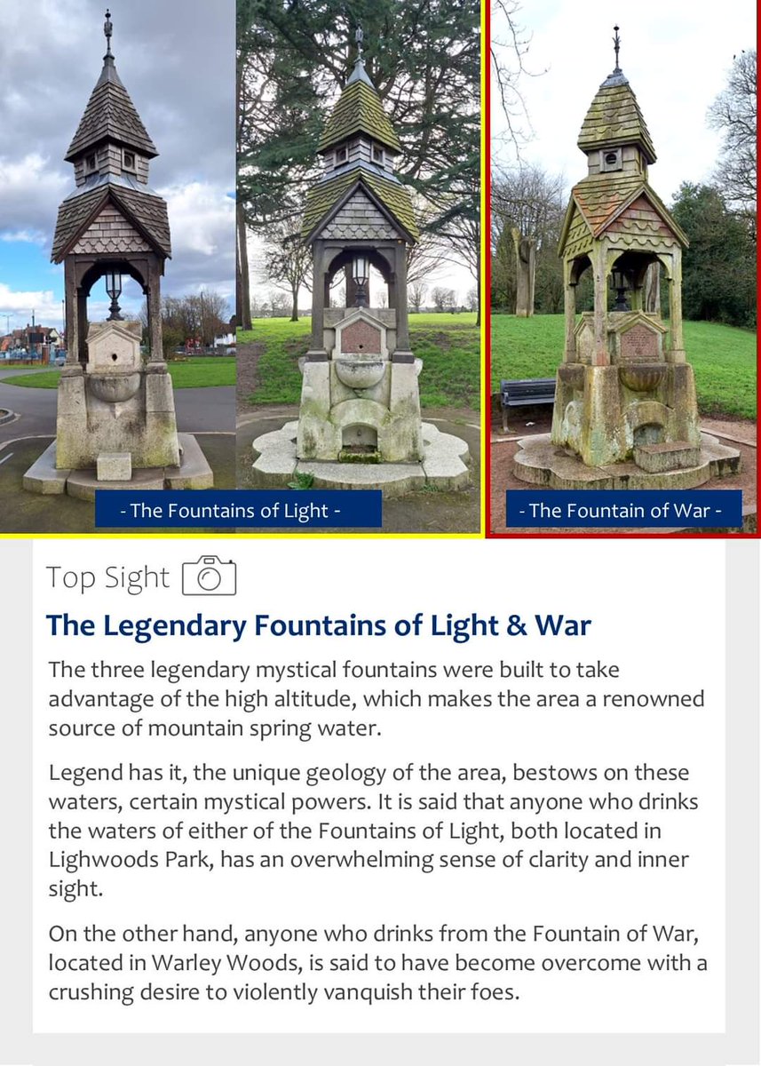 We're excited to share with you another page from the upcoming Lonely Planet Guide to Bearwood.  

Did you know that Bearwood has more mystical drinking fountains than Harborne, Moseley, and Stirchley combined? ⛲⛲⛲