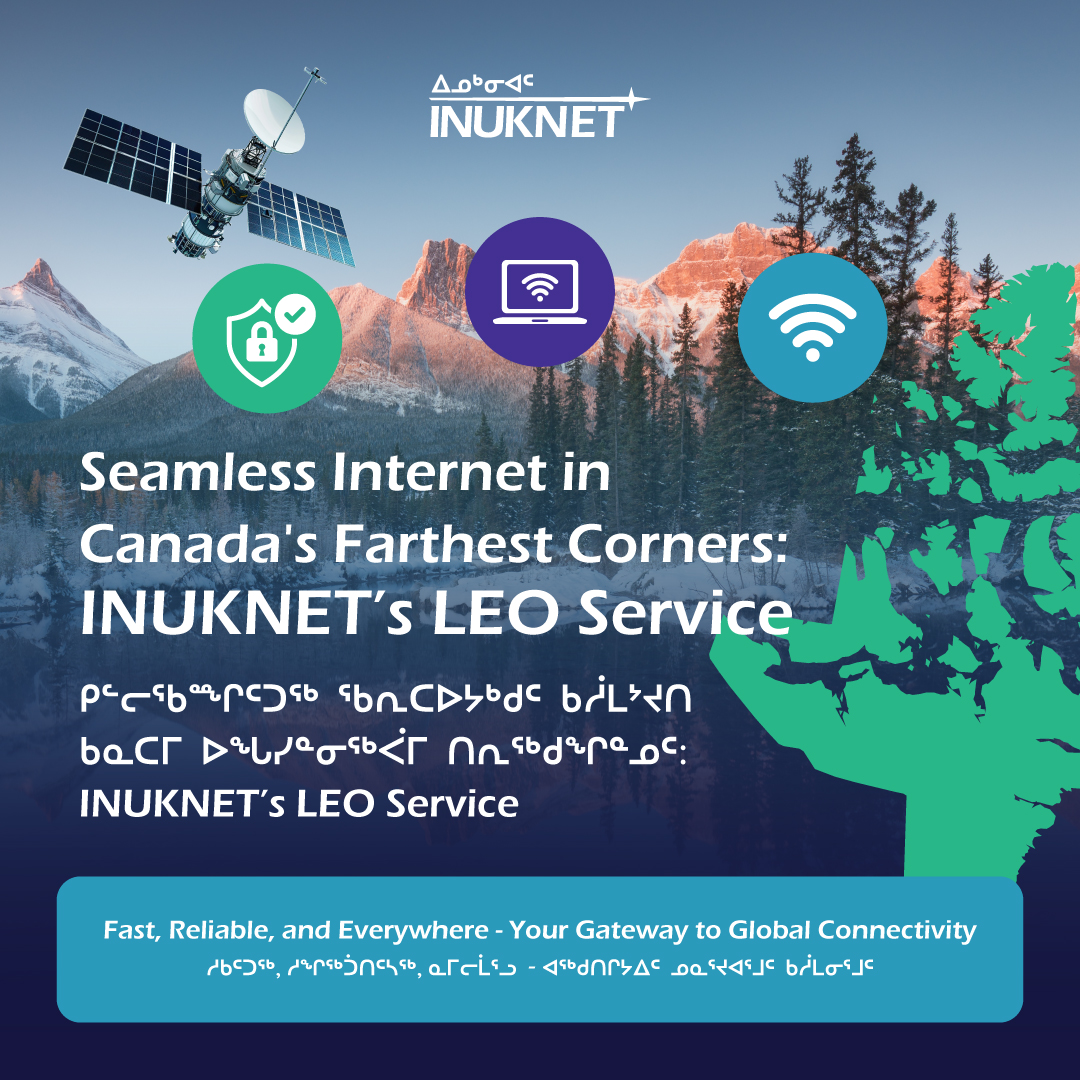 inuknet's tweet photo. Unlock Canada's remote potential with INUKNET's LEO Satellite Service! High-throughput, low-latency internet for isolated regions. Quick deployment, unparalleled performance, seamless coverage incl. Arctic. 🛰 https://t.co/k3sR6gkOIW