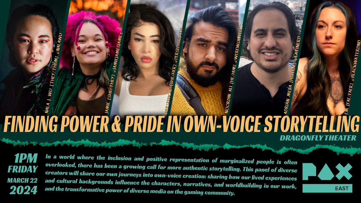 Are you READY #PAXEast?? Let’s talk about finding POWER and PRIDE through Own-Voice Storytelling! How do you connect with yourself? What stories can you tell to celebrate yourself and history? Led by @NalaWu in the Dragonfly!!!