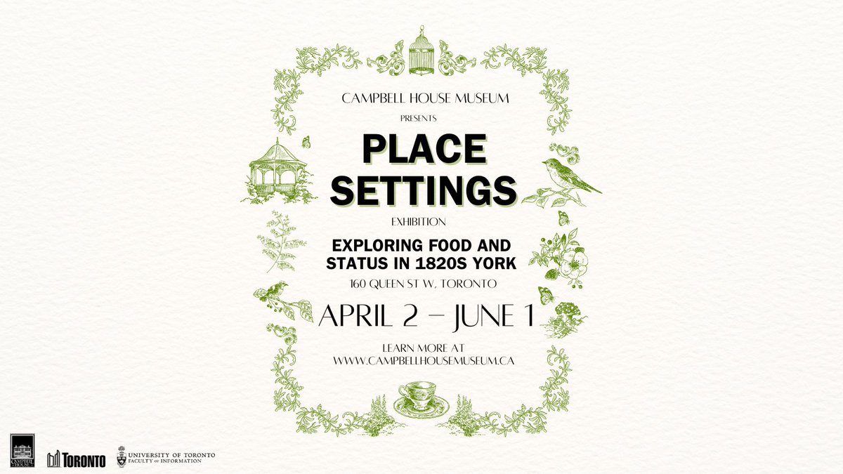 UofTInfoFaculty's tweet photo. Presented in partnership with the Master of Museum Studies at the University of Toronto, @CampbellHouseTO invites you to dig into the upcoming exhibition Place Settings: Exploring Food and Status in 1820s York.

https://t.co/vl9Rmv9IzD https://t.co/5bNlOznlp5