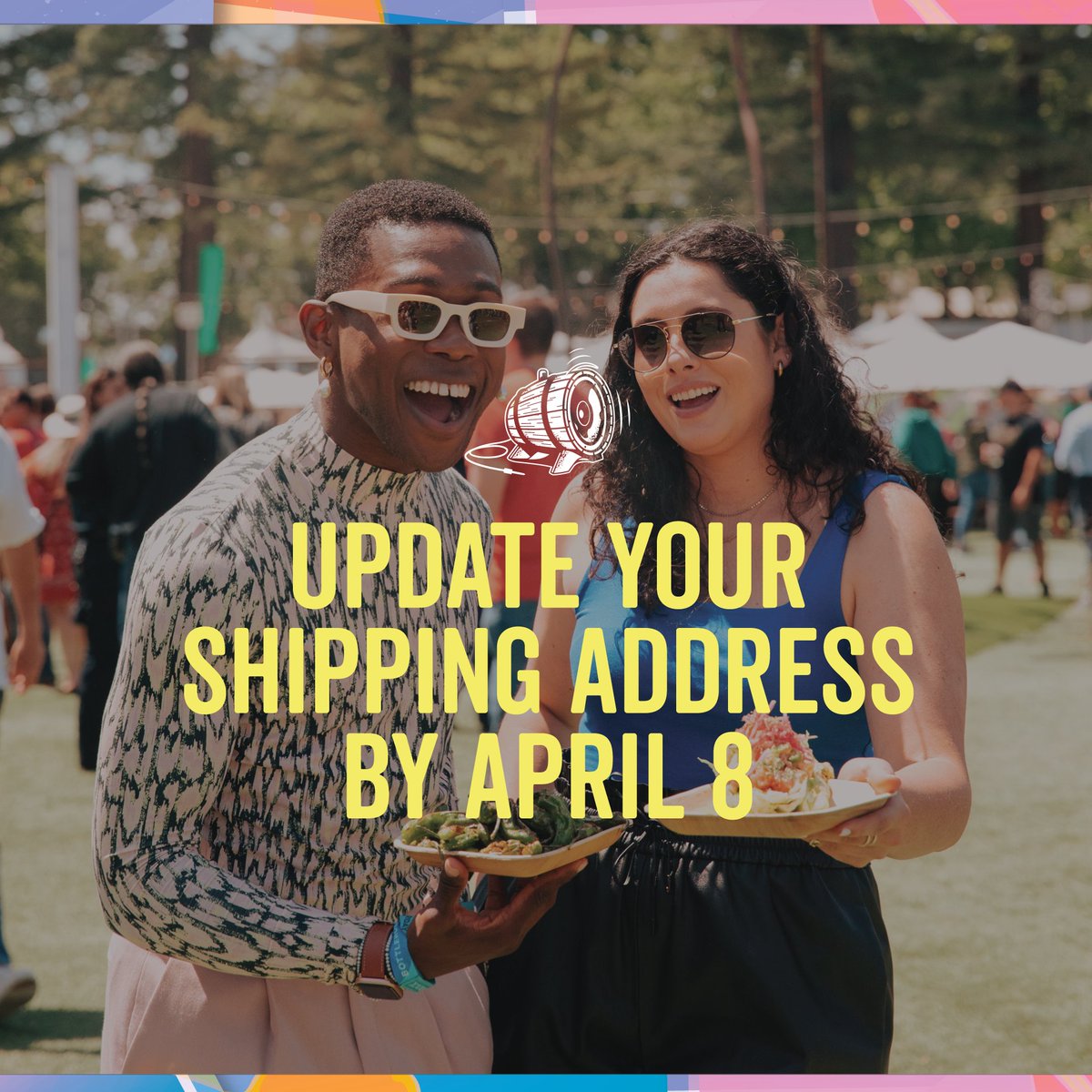 PSA 📣 Update your shipping address in Frontgate by April 8th to avoid waiting in will call and paying replacement fees on your 🎫 If you have any questions about how to update this info, email us at info@bottlerocknapa.com.