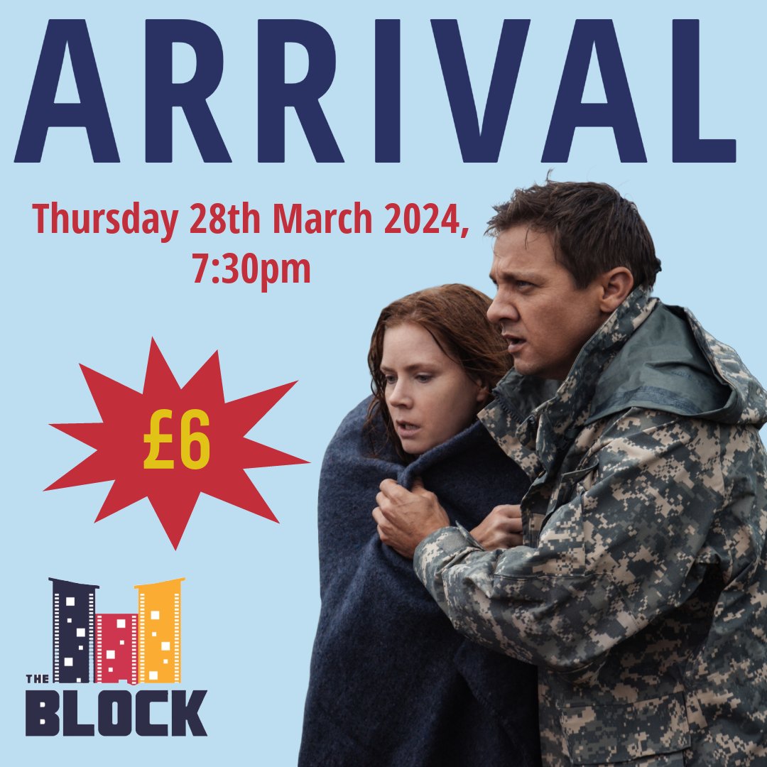 Join us on Thursday for Arrival. A linguist works with the military to communicate with alien lifeforms after twelve mysterious spacecraft appear around the world 🎬 Tickets can be purchased online or on the door 🎟️ Refreshments included🍿