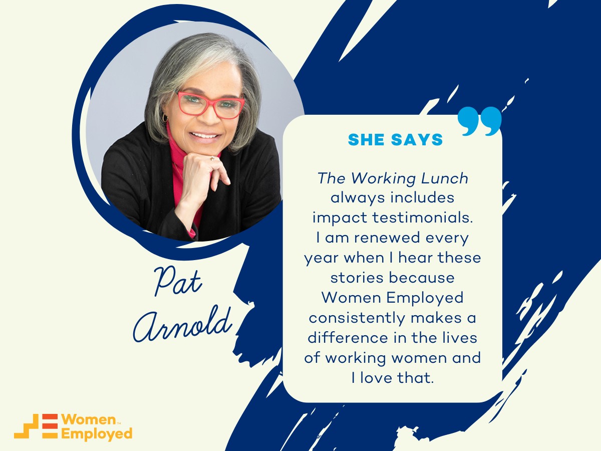 WomenEmployed's tweet photo. In this month’s “She Says,” long-time @WomenEmployed supporter &amp; friend, Pat Arnold (@loudmouth_DQW), shares why she’s a supporter of WE’s mission, how WE has impressed her over the years &amp; the importance of going #ALLIN.

Read more on @Medium: https://t.co/QHIoRtzLAL https://t.co/Ynf0mMKJbX