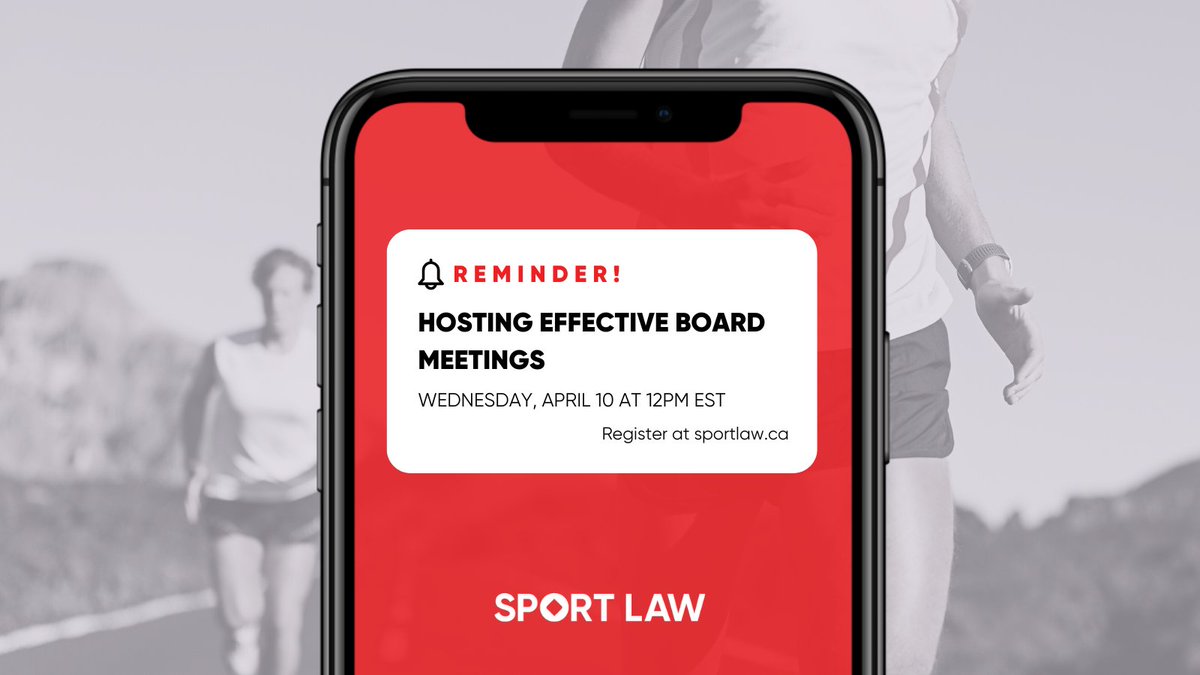 sportlawca's tweet photo. UPCOMING WEBINAR! | Hosting Effective Board Meetings, hosted by certified parliamentarian Jason Robinson

📅 Wednesday, April 10 
⏰ 12:00 PM EST (1-hour) 
🔗 https://t.co/0uDVYLKuzj 

#SportLaw #Meetings #webinar @sportarchitect https://t.co/ZskmBOTsPd