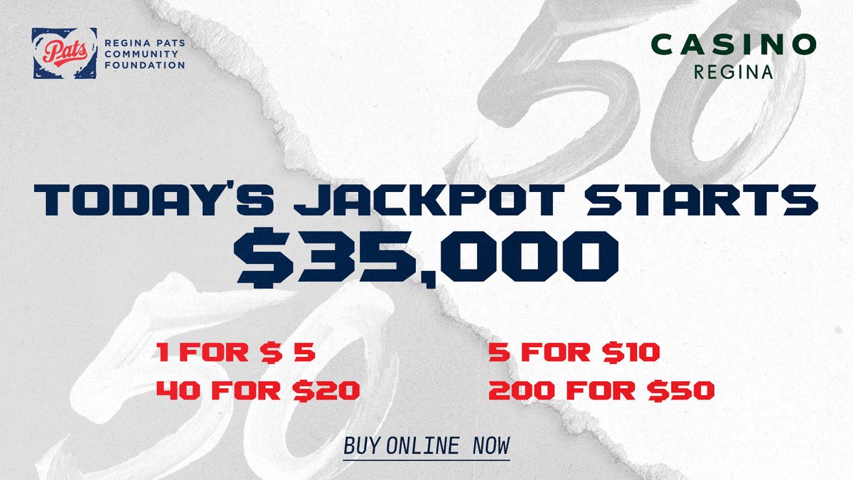 WHLPats's tweet photo. 🎉 Don't miss out on our special 50/50 for the Fan Appreciation Game! 🎟️ The jackpot starts at $35,000! 💰 Get your tickets now for a chance to win big! 🚀

🔗 https://t.co/HvdP8dGS2G

#reginapatshockey #ignitetonight https://t.co/f4dBlg49DF