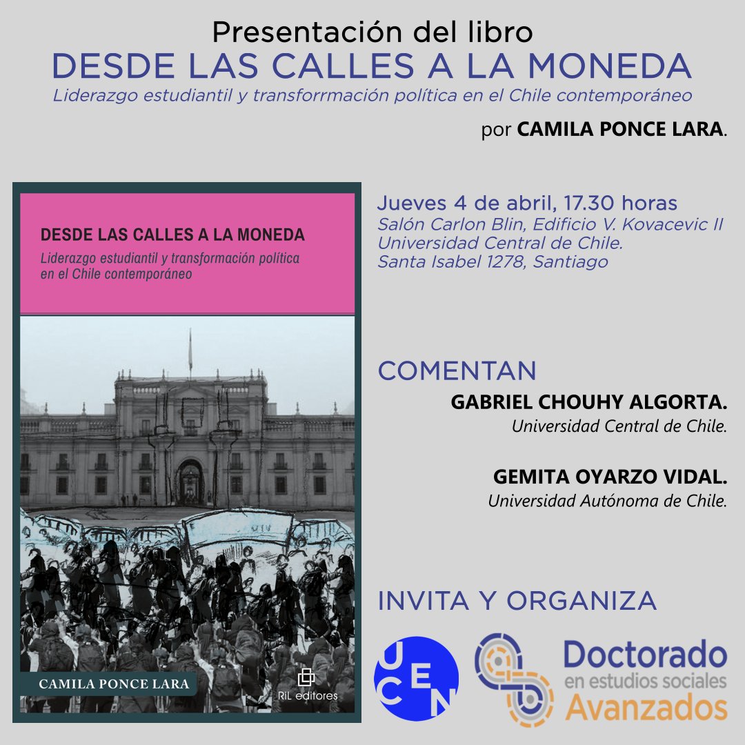 IsmaelPugaR's tweet photo. El 4 de abril inauguramos el año del nuevo Doctorado en Estudios Sociales Avanzados con la presentación del nuevo libro de @camilaponcelara .
@EsocUcen @GChouhy https://t.co/YzgjgKSVn8