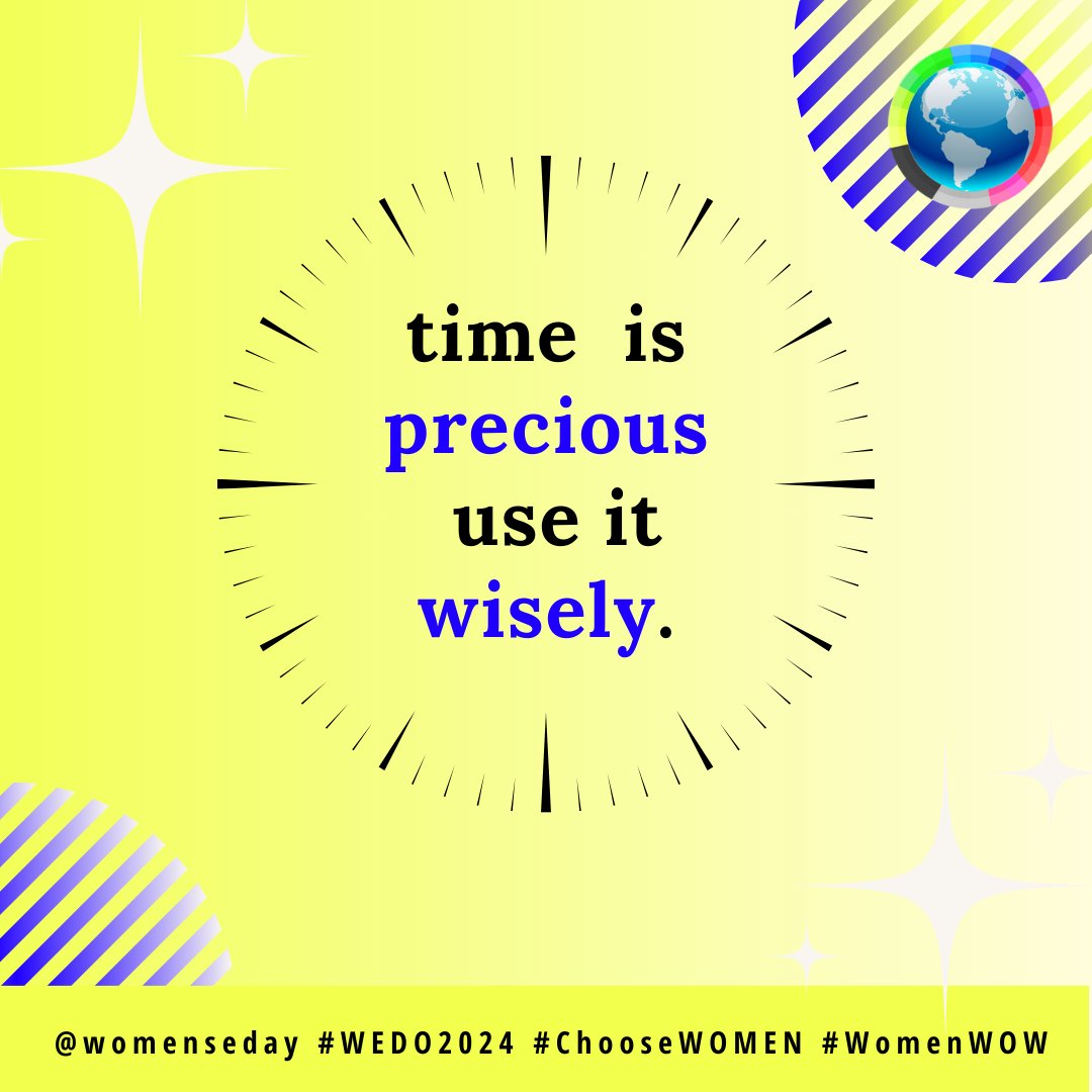 Time is precious, use it wisely. Focus on what truly matters. ⏳ #TimeManagement #ProductivityTips #PrioritizeYourGoals #WEDO2024 #Choosewomen #JoinWEDO #WomenWOW