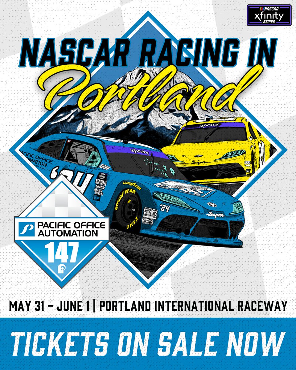 Good old-fashioned stock car racin' 🏁 @NASCAR_Xfinity and @ARCA_Racing are roaring into Portland, May 31 - June 1, to take on the twists and turns of @portlandraceway in the Pacific Office Automation 147 🎟️ Tickets are on sale NOW at raceportland.com/nascar #NASCARPortland