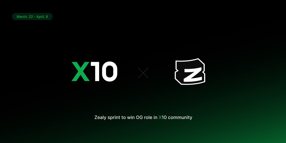 extendedapp's tweet photo. Join the X10 Zealy Sprint to earn the OG role! 🚀

🔗 Get started: https://t.co/yebDBJ0lzd

Complete quests to climb the leaderboard! Top 100 earn OG role, top 3 get extra #USDC rewards.

🗓️ Sprint Duration: March 22 - April 8.

Follow X10 on @zealy_io for new quests added throughout the sprint! 💪