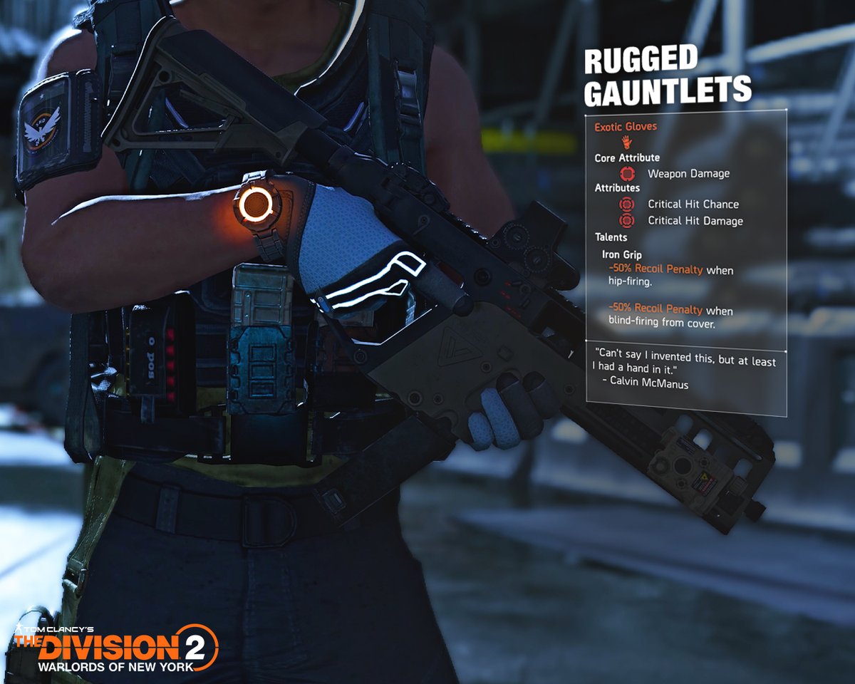 Accuracy on the fly? Check. Stability in chaos? Double-check. The Rugged Gauntlets Exotic Gloves are your new best friend 😎 #TheDivision2