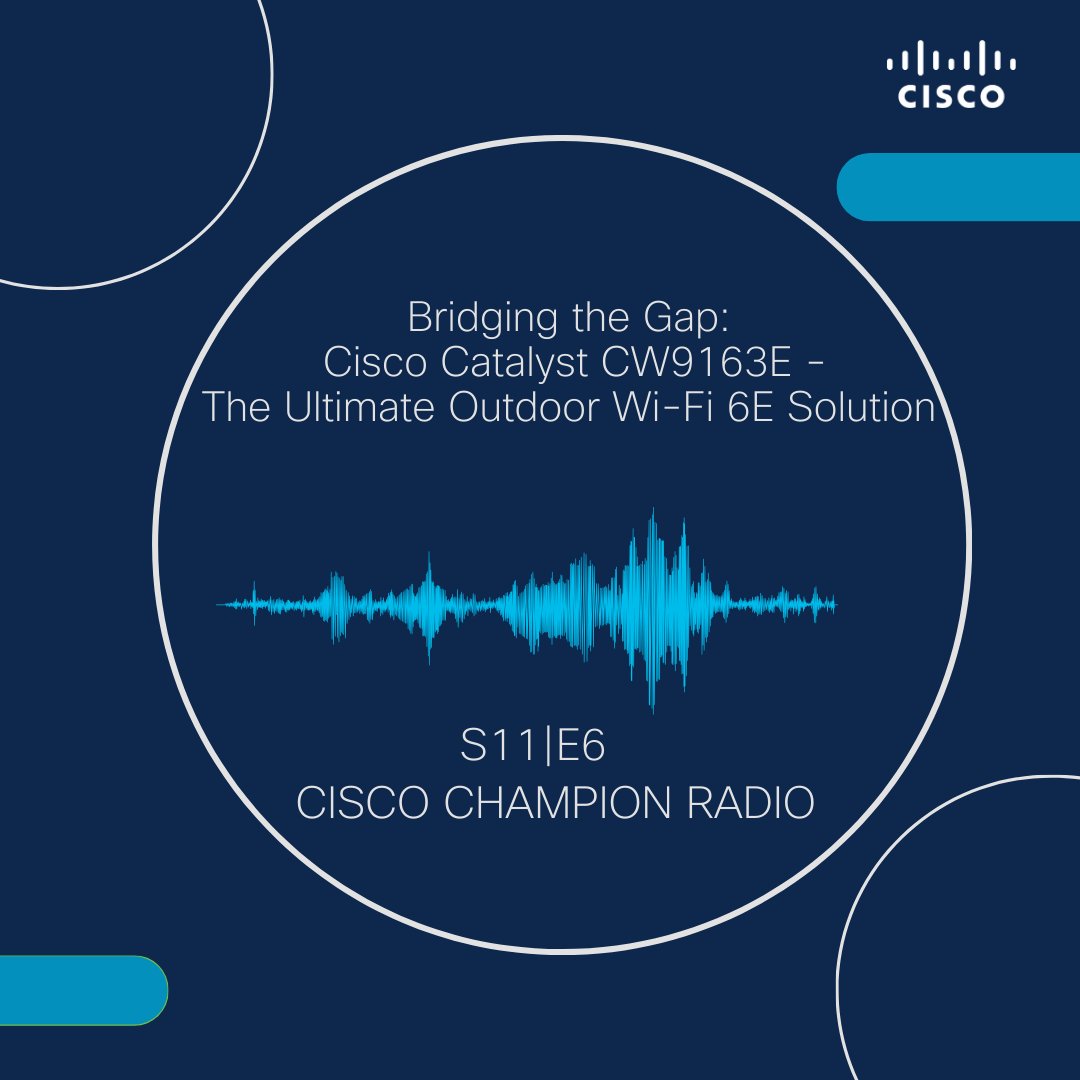 In this episode, join the #CiscoChampions and expert as they spotlight the Cisco Catalyst™ CW9163E, a remarkable outdoor Wi-Fi 6E access point that's built to withstand even the harshest environments. Want to learn more? Listen here: cs.co/6018kKDuI