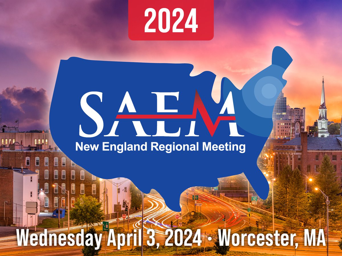 Join us in Worcester MA next month for the 27th Annual #SAEM New England Regional Meeting! This event will feature a traditional poster session, lightning orals, plenary orals, innovations, and a keynote address. Register now: ow.ly/LYnC50QIlm2