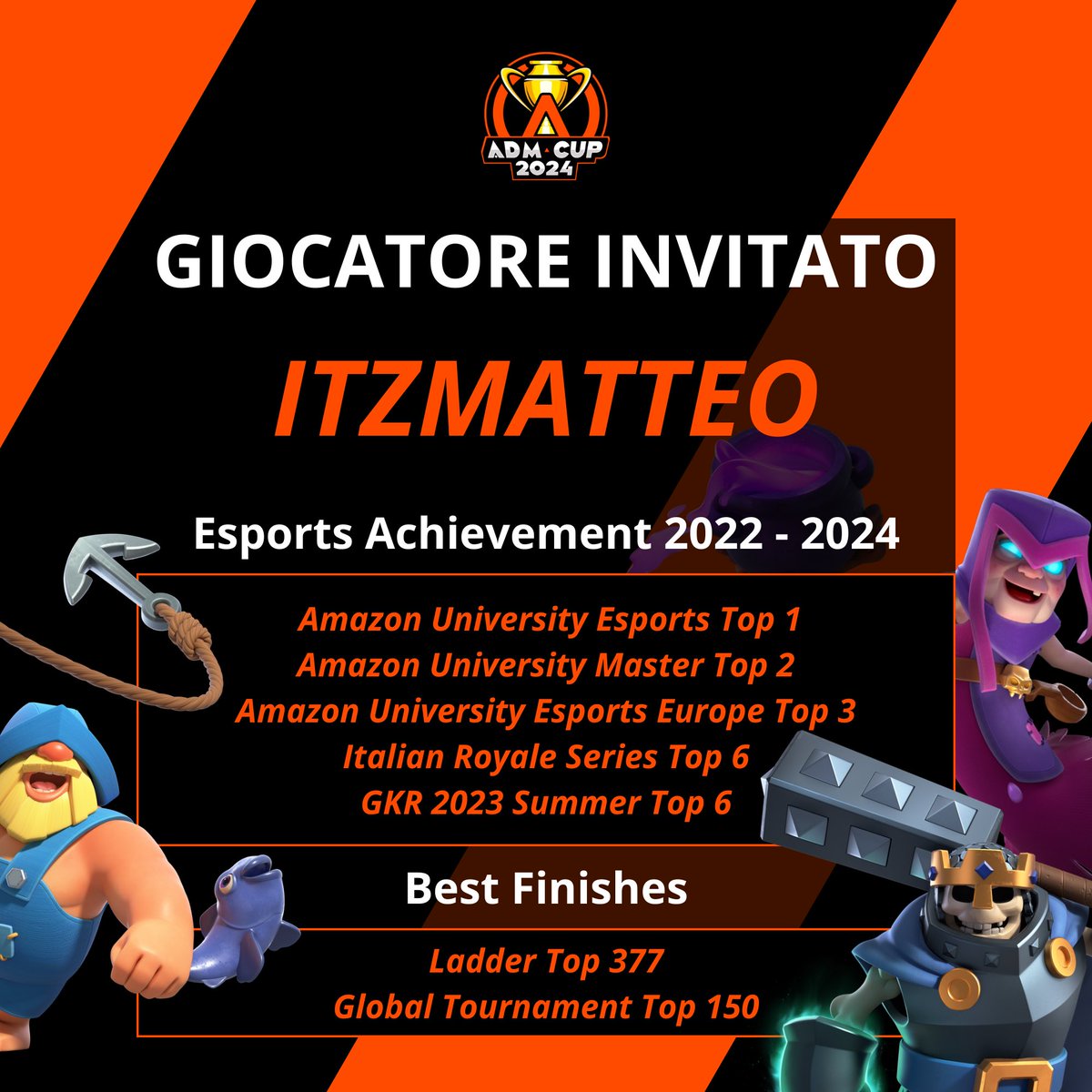 AdM Cup 2024 (@adm_cup2024) on Twitter photo 🔸 𝐆𝐢𝐨𝐜𝐚𝐭𝐨𝐫𝐞 𝐈𝐧𝐯𝐢𝐭𝐚𝐭𝐨 (𝟏𝟒/𝟏𝟔) 🔸
🇮🇹 <a href="/MatteoCROP/">⚡Itz_MaTTeO⚡</a> 🔥
Sempre sul podio delle competizioni universitarie 🎓🇮🇹, eccelle senza un mazzo fisso, abile con ogni tipo di deck.
Sapevate che per lui non esistono i set duels senza il pescatore? ⚔️🎣 🔸 𝐆𝐢𝐨𝐜𝐚𝐭𝐨𝐫𝐞 𝐈𝐧𝐯𝐢𝐭𝐚𝐭𝐨 (𝟏𝟒/𝟏𝟔) 🔸
🇮🇹 <a href="/MatteoCROP/">⚡Itz_MaTTeO⚡</a> 🔥
Sempre sul podio delle competizioni universitarie 🎓🇮🇹, eccelle senza un mazzo fisso, abile con ogni tipo di deck.
Sapevate che per lui non esistono i set duels senza il pescatore? ⚔️🎣