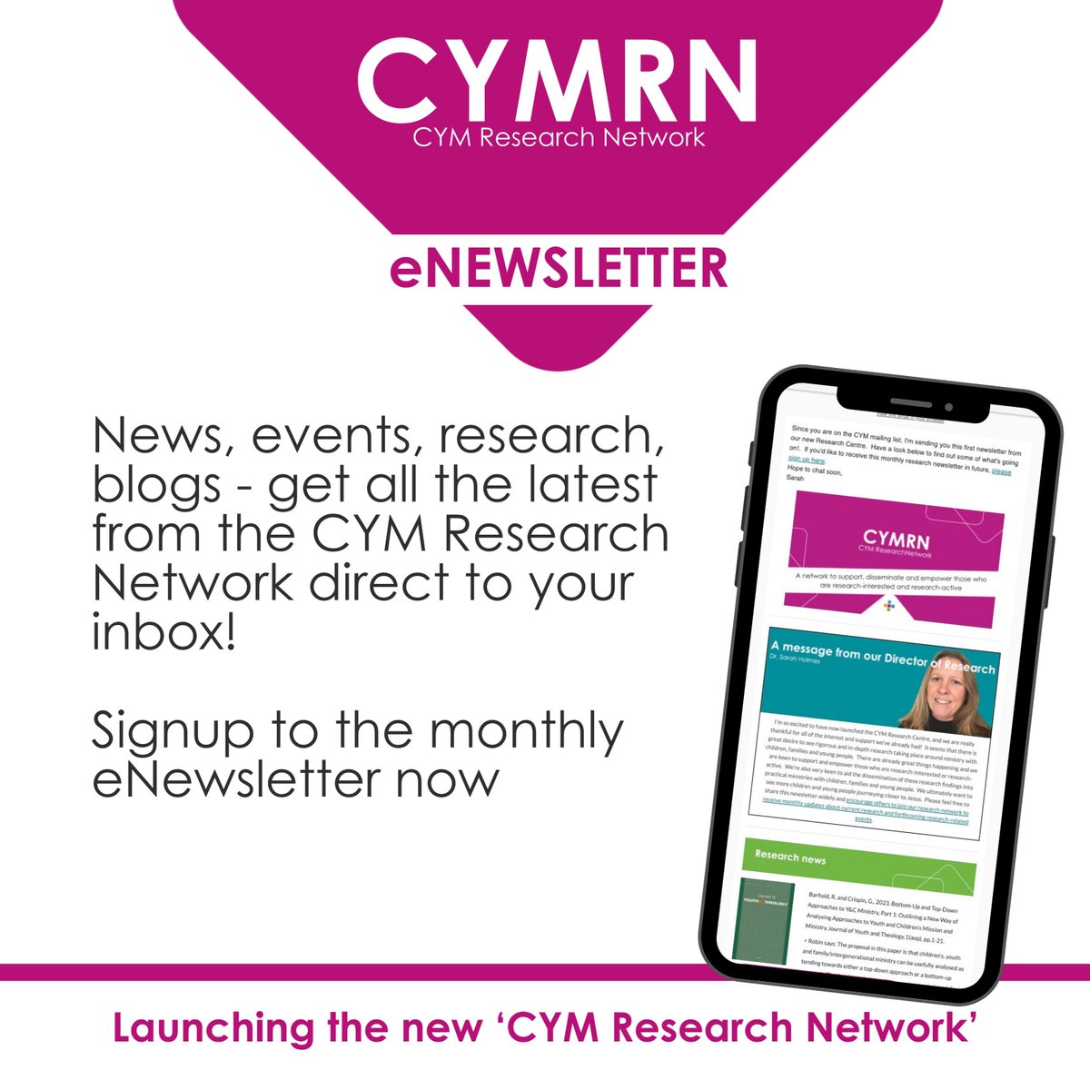 Launching our new CYM Research Centre & CYM Research Network! The CYM Research Centre launched in March 2024, with the aim of drawing together people who are interested and active in research amongst children, family and youth ministries. Sign up through the link in the bio.