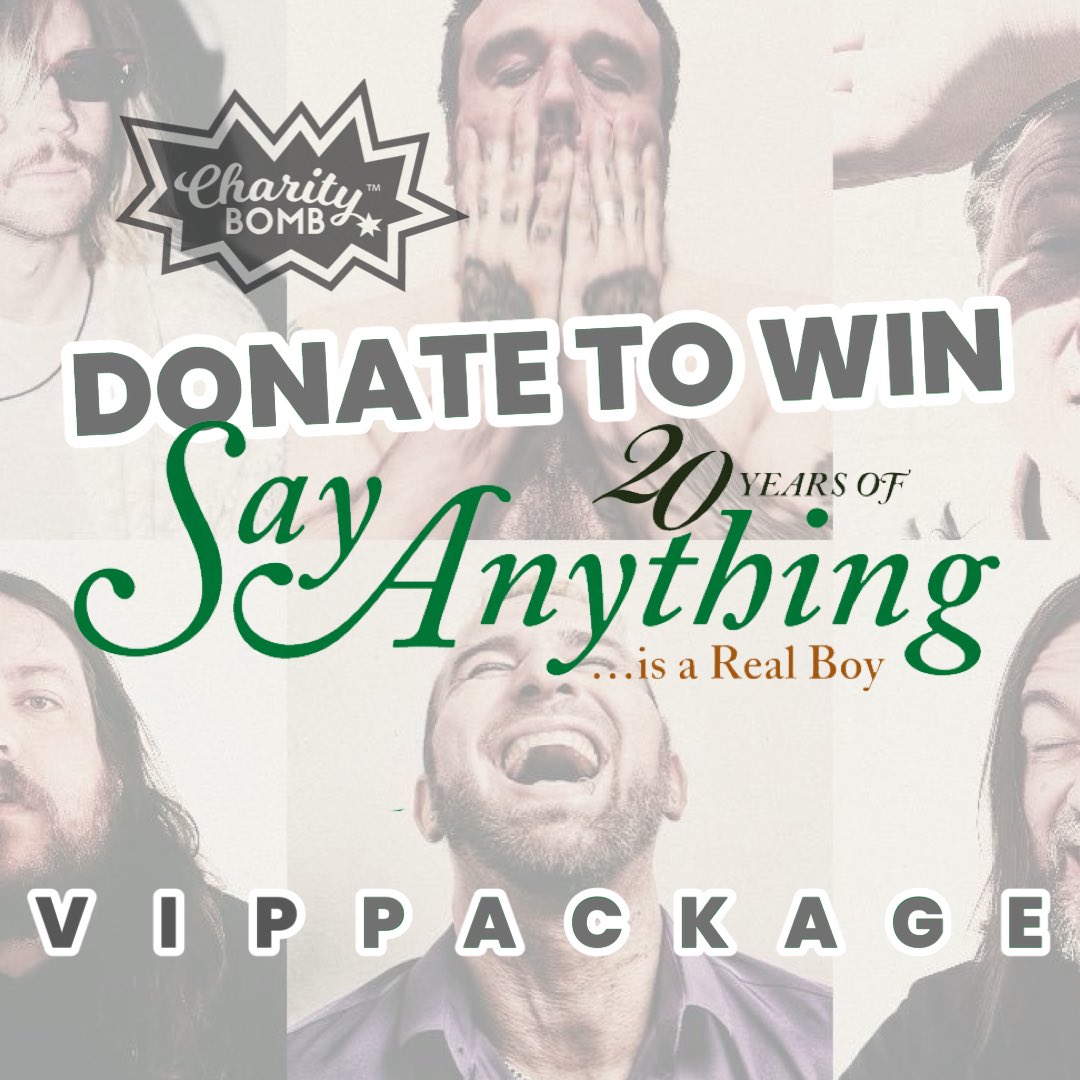 We teamed up with @charitybomborg by donating a VIP experience for two to the show of your choice on our 20 Years Of ...is a Real Boy Tour!  Donate $10 per entry for your chance to see AND meet the band while giving! ENTER HERE: bit.ly/SayAnythingVIP