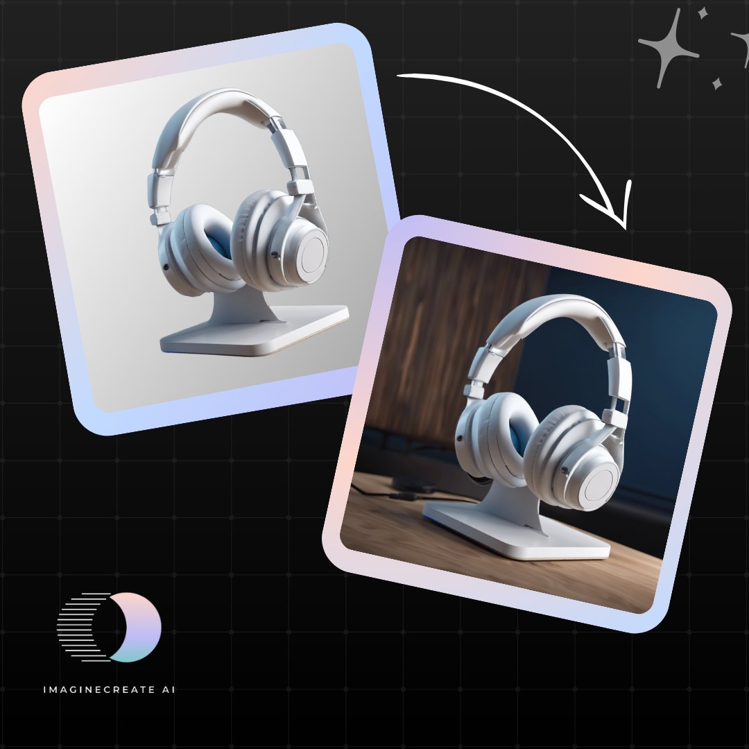 imagine__create's tweet image. Prompt: The headphone standing on a wooden table. The right side of the background should feature a matte blue color, contrasting with the natural wooden texture on the left side. 

#imaginecreate #prompt #aiimage #aidesign