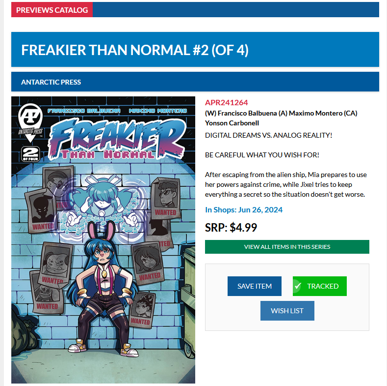 Freakier Than Normal #2 also comes to PREVIEWSworld!
Get ready as it hits the finer comic shops across the U.S. on Jun 26, 2024

(W) by <a href="/mesiasart/">Mesias Art (Commission Open)</a>  (A) by <a href="/XAMURAI_RD/">Xamurai_rd 🇩🇴 CLOSED COMMISION 😴</a> (CA) by <a href="/Yonsoncb/">Yonsoncb 🎏COMMISSONS OPEN🎏</a> 

Secure your copy by using the Diamond code: APR241264