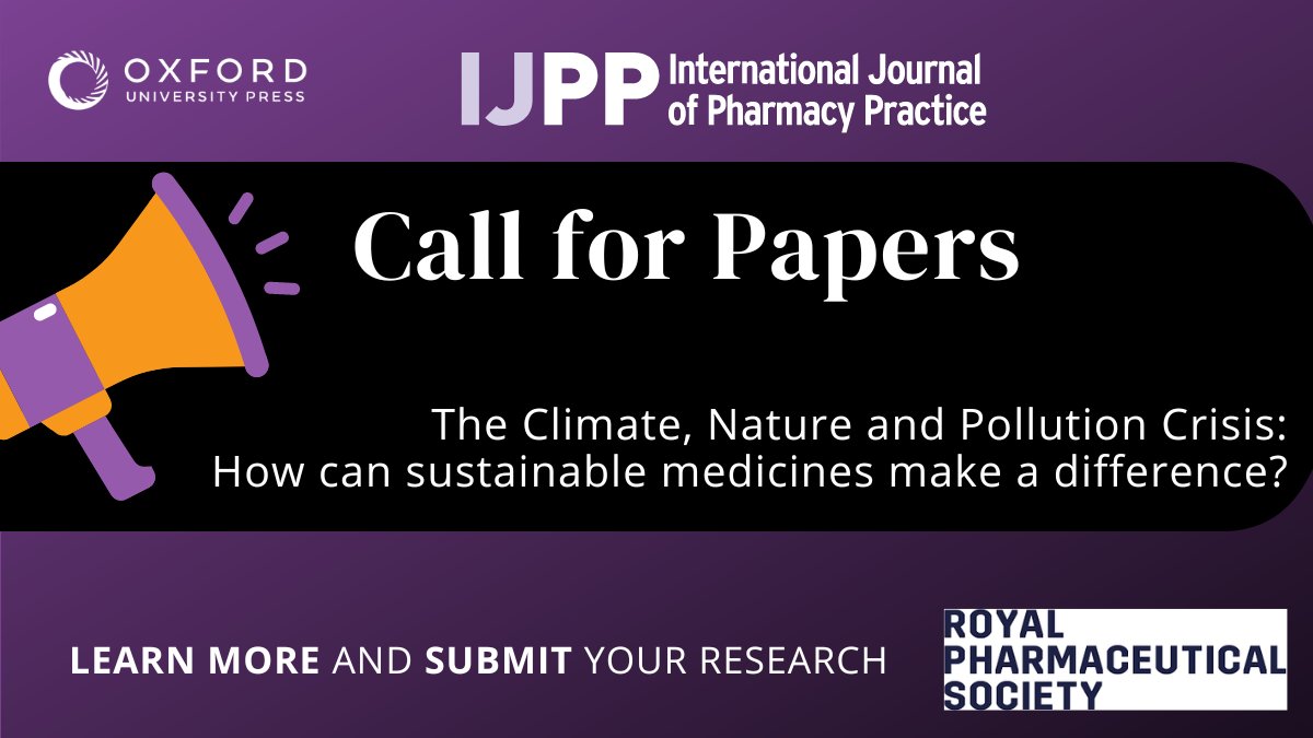 This is great news! 🌍 Our sister journal, The International Journal of Pharmacy Practice, is also calling for submissions for a Themed Collection on 'The Climate, Nature, and Pollution Crises' guest edited by @SharonPfleger. Find out more 👇 oxford.ly/3IkKRoL
