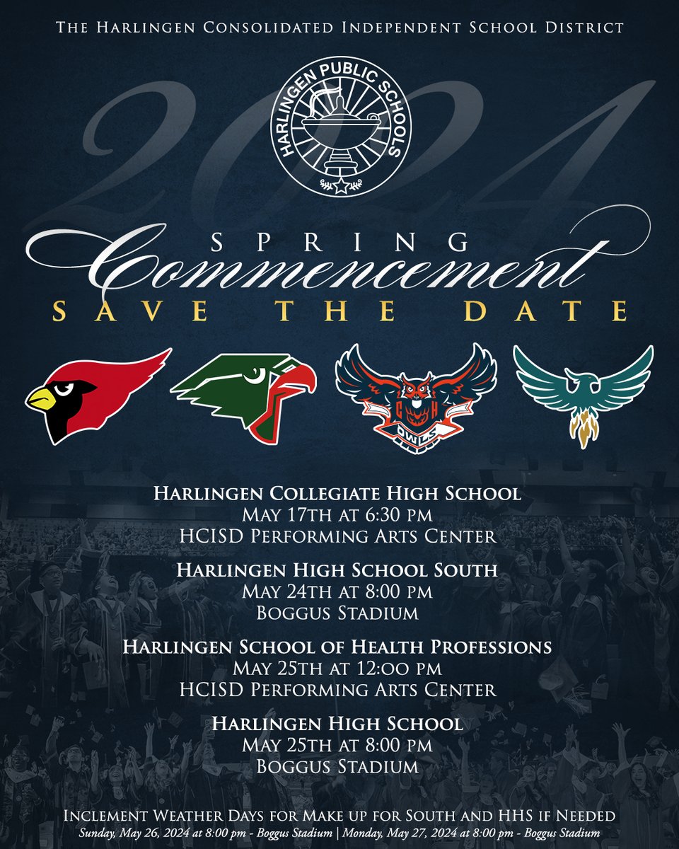 Graduation is just two months away! 🧑‍🎓 👩‍🎓 Please see our Save the Date flyer for high school graduation ceremony dates and locations. 🗓️