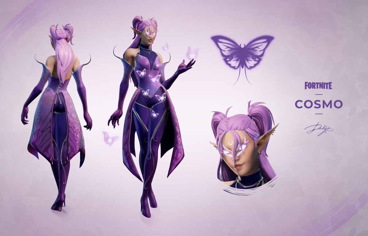 Cosmo | Fortnite Character Concept Been itching to update her overview with her 'updated' design! 🦋 #FortniteConcept #FortniteArt