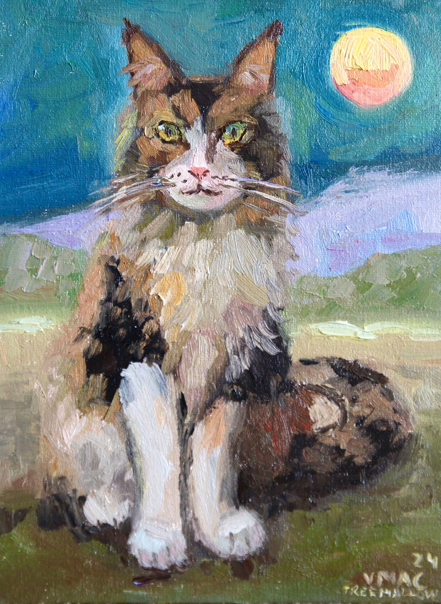 Treemallow's tweet photo. Dreamy Cat oil painting on panel by Treemallowart #oilpainting #art #ArtOfTheDay https://t.co/2yWsWh5asw