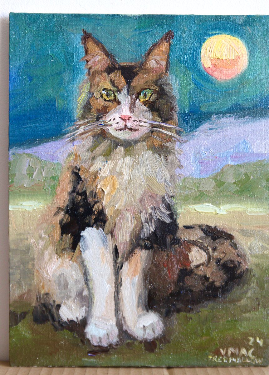 Treemallow's tweet photo. Dreamy Cat oil painting on panel by Treemallowart #oilpainting #art #ArtOfTheDay https://t.co/2yWsWh5asw