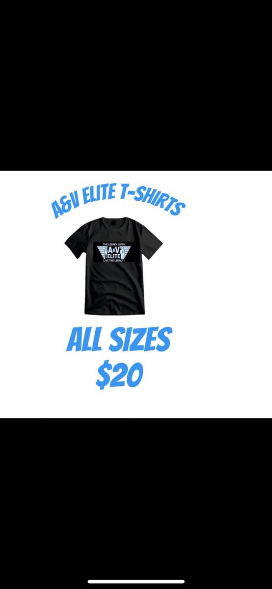 All sizes are $20.
If you want to donate to the A&amp;V Elite organization for 2024 AAU season PM us we have the following groups 5-9 grade girls and 7-12 grade boys 🙏🏾