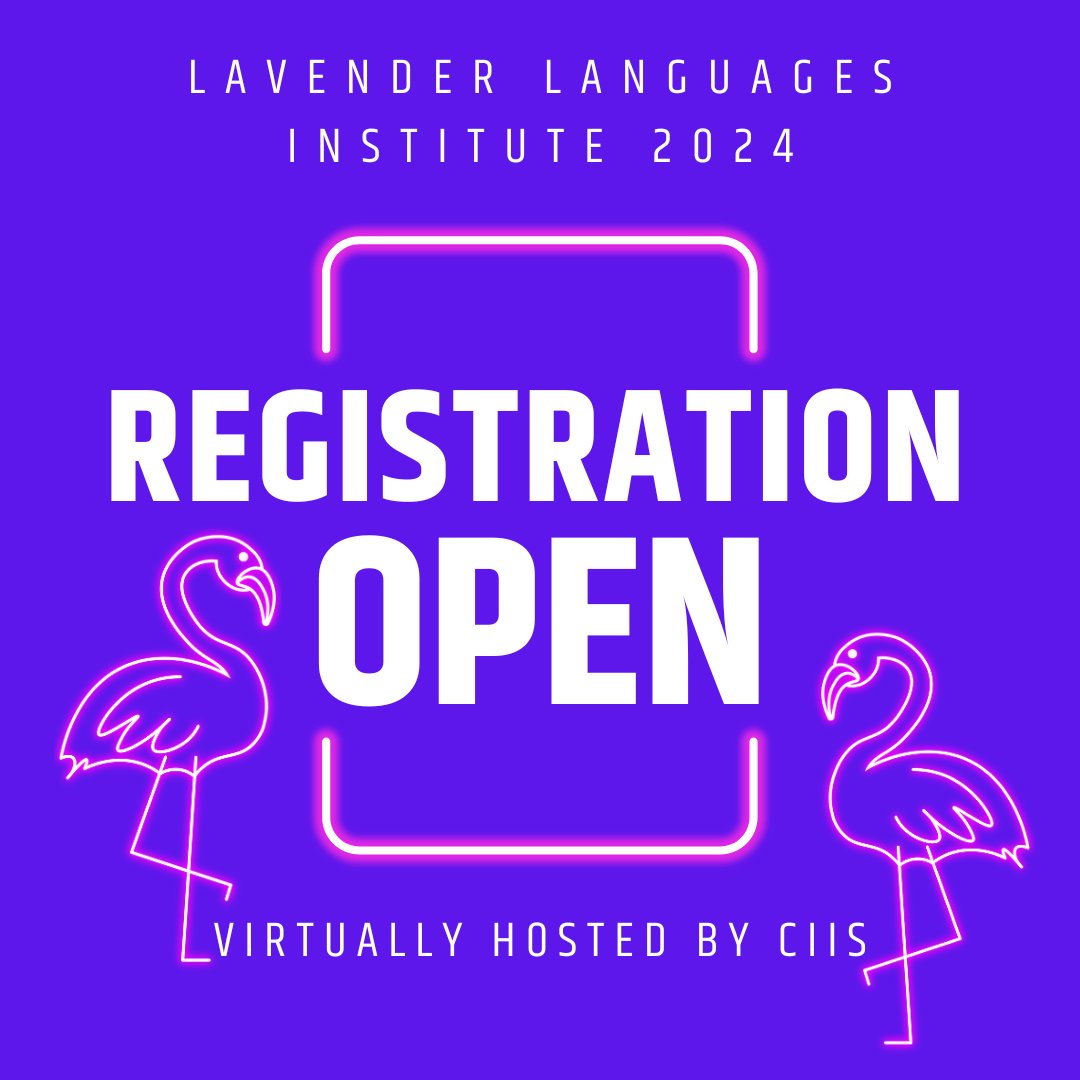 Registration is OPEN for the Summer 2024 Lavender Languages Institute! If you applied to the program and got accepted, check your email for the registration link. 

Make sure to secure your virtual spot as soon as possible!