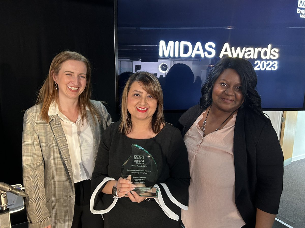 Delighted and privileged to have such amazing team colleagues @NHS_VickySelf @SabyzRich888 #inclusiveleaders ❤️❤️❤️ #MIDAS Awards celebrations #PositiveImpact #MakingADifference @NHSinBlkCountry @BlackCountryICS @MeaganFernsNHS