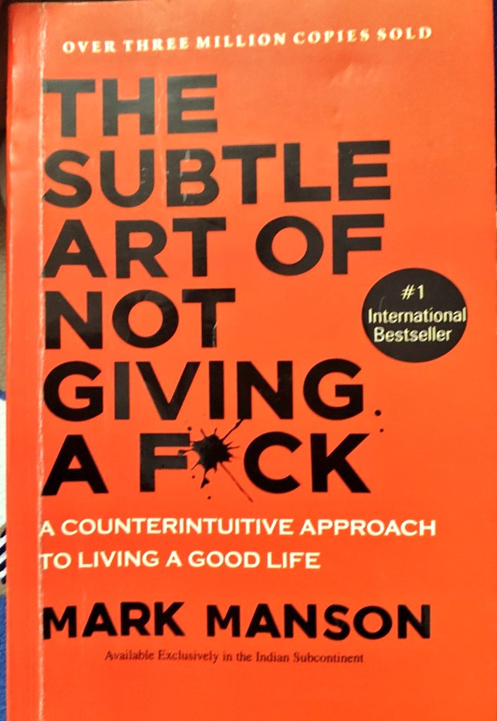 ONE OF THE BEST !!
One must read it !! 
#BooksWorthReading #booklovers #TheSubleArtOfNotGivingAFUCK 
#MARKMANSON #Bestseller