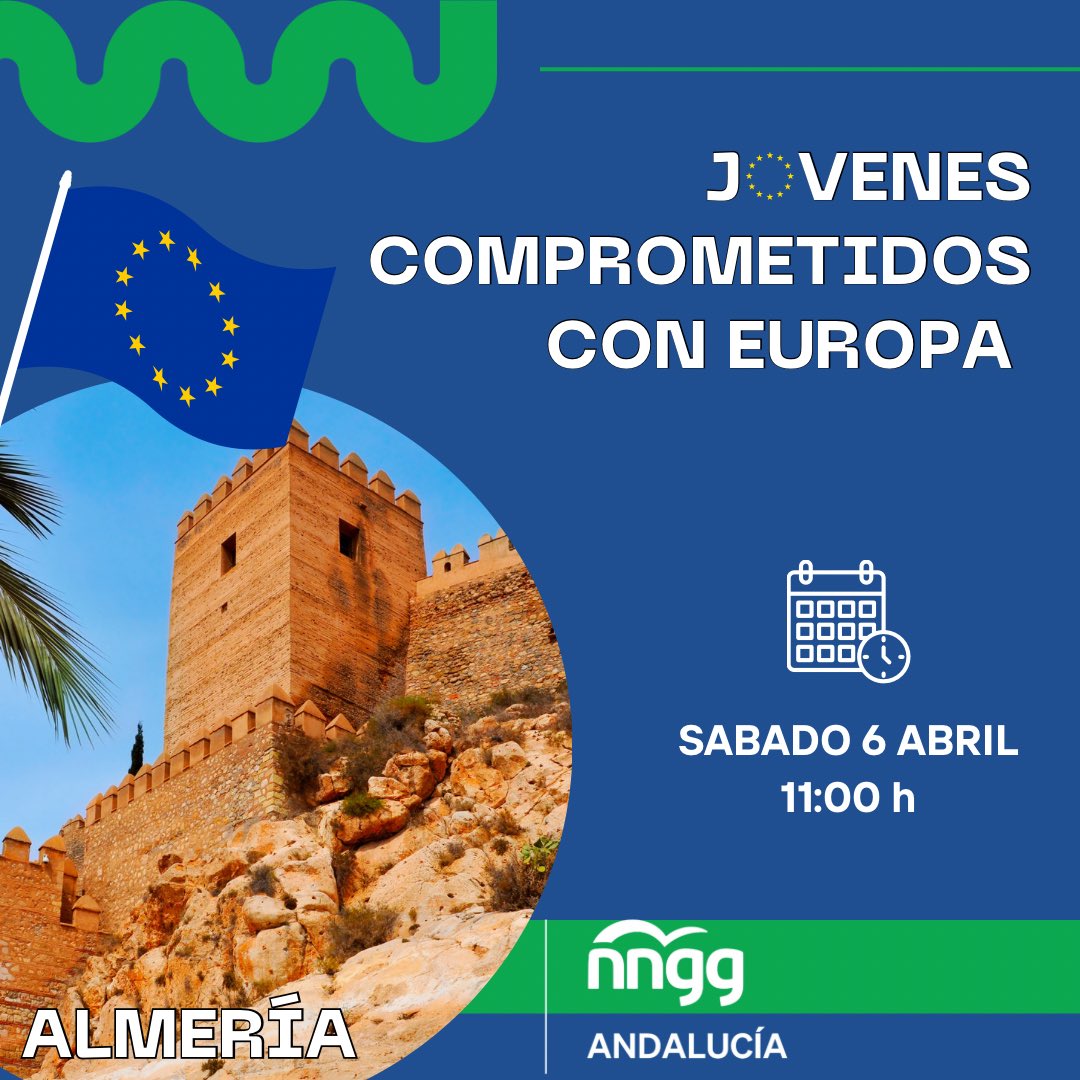 🇪🇺 Jornada “Jóvenes comprometidos con Europa” en #Almería. 🗓️ Sábado 6 de abril 🕙 A partir de las 11h
